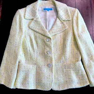Antonio Melani Women's Yellow Tweed Button Up Lined Blazer